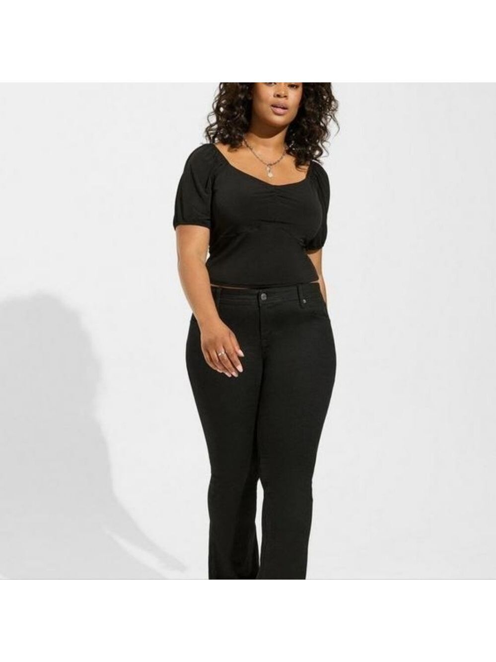 1X - Torrid | Studio Knit Sweetheart Smocked Back Crop Top